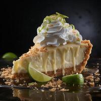 A slice of Key Lime Pie with whipped cream and lime zest photo