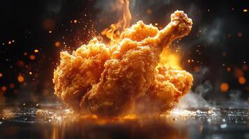 Burnt and crispy fried chicken photo