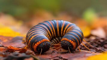 Close-up of a colorful caterpillar photo