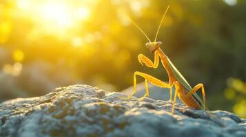 Mantis Praying Mantis on Rock photo