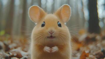 A close-up of a mouse with large ears and whiskers. photo