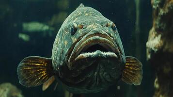 Close-up of a large fish with its mouth open photo