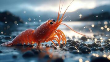 Close up of a shrimp on the beach photo