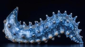 A large blue seashell with a unique shape and pattern photo