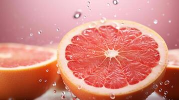 A close-up of a grapefruit with water droplets photo