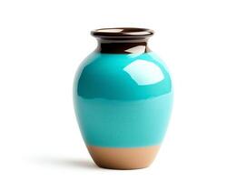 A beautiful, handcrafted turquoise vase with a sleek design, perfect for adding a touch of elegance to any home decor. Ideal for showcasing flowers or as an art piece. photo