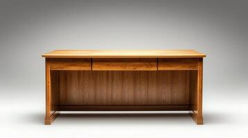 A beautifully crafted wooden desk featuring two smooth drawers and a polished surface, ideal for home or office settings, showcasing craftsmanship and functionality. photo