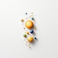 A captivating arrangement of planets and celestial objects, showcasing the beauty of our solar system through vibrant colors and intricate details. photo