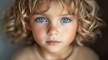 A young child with blue eyes photo