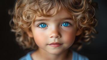 A young child with blue eyes photo