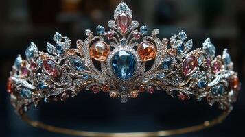 The tiara is made of gold and diamonds photo