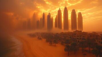 The beach is covered in sand and smoke photo