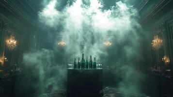 A room with smoke coming out of the ceiling photo