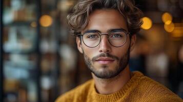 A man with glasses and a sweater photo