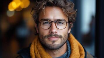 A man with glasses and a scarf photo