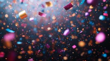 Confetti falling on a black background photo