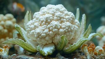 A close up of a cauliflower plant photo