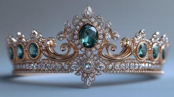 A crown with emeralds and diamonds photo