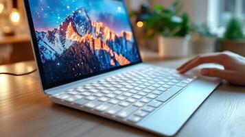 Modern white keyboard in stylish apartment photo