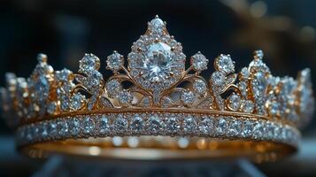 A gold crown with diamonds on it photo