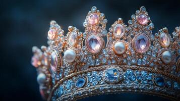 A crown with many diamonds and pearls photo