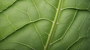 A sharp, close-up image of a green leaf, highlighting the veins that intricately weave across its surface. photo