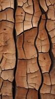 A sharp macro photograph of tree bark, emphasizing its rough, organic structure and natural color variations. photo