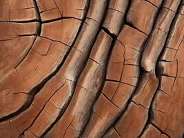 A nature close-up focusing on the intricate patterns of tree bark, with its deep furrows and warm brown hues. photo