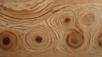 A high-detail image of pine wood, showcasing the unique knots and organic grain lines that run through it. photo