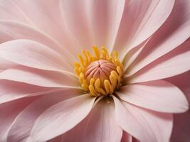 A high-resolution close-up of soft flower petals featuring minuscule fuzzy filaments. photo