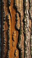 A finely detailed image of tree bark shedding, exposing the raw patterns below. photo