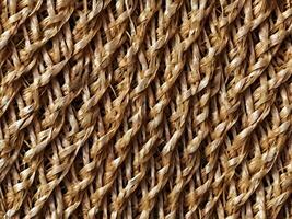 A detailed macro image showing the geometric structure created by closely woven straw fibers. photo
