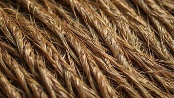 A high-definition photograph of straw fibers arranged in a tightly woven, geometric pattern. photo