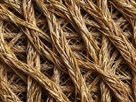 A magnified image showing tightly woven straw fibers arranged in a geometric pattern. photo