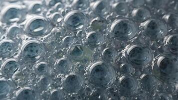 A detailed image of air bubbles inside plastic wrap, creating a light, playful texture. photo