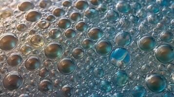 A macro photograph of plastic wrap, showing the intricate patterns created by air-filled pockets. photo