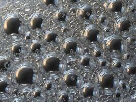 A high-resolution macro image of plastic film with air pockets, forming a unique pattern. photo