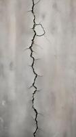 A close-up of a raw concrete panel, featuring subtle cracks and natural surface irregularities. photo