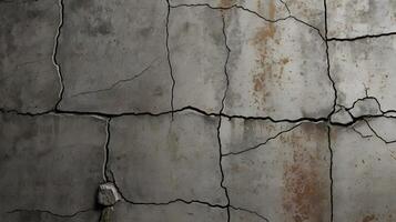 A detailed image of an old concrete wall with minor fractures and an uneven surface. photo