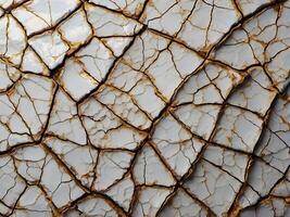 A detailed capture of a ceramic surface, revealing its network of tiny fractures. photo