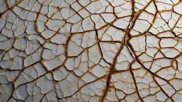 A sharp macro image of weathered ceramic glaze, showcasing its intricate crackled texture. photo
