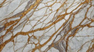 A sharp close-up of high-end marble, featuring its intricate veining and smooth texture. photo