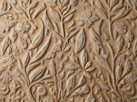 A finely textured close-up of decorative embossed paper with intricate designs. photo