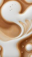 A macro view of espresso foam, capturing its delicate bubbles and smooth crema surface. photo