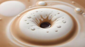 A close-up of espresso foam with soft, delicate bubbles and a velvety crema. photo