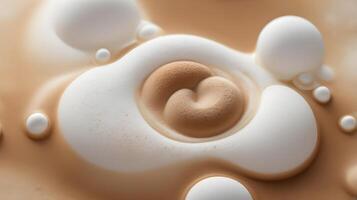 A macro shot of espresso foam with delicate bubbles and crema texture. photo