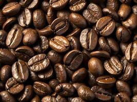 A high-resolution shot of raw coffee beans, emphasizing their rugged and uneven surfaces. photo