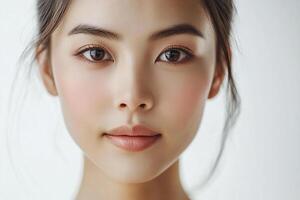 A woman with a beautiful face and a light complexion photo