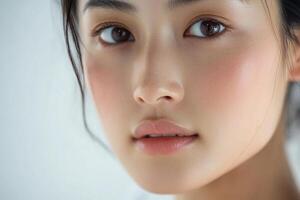 A close up of a woman with a beautiful face photo