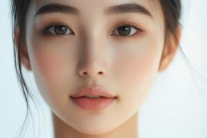 A beautiful young woman with brown eyes and a light complexion photo